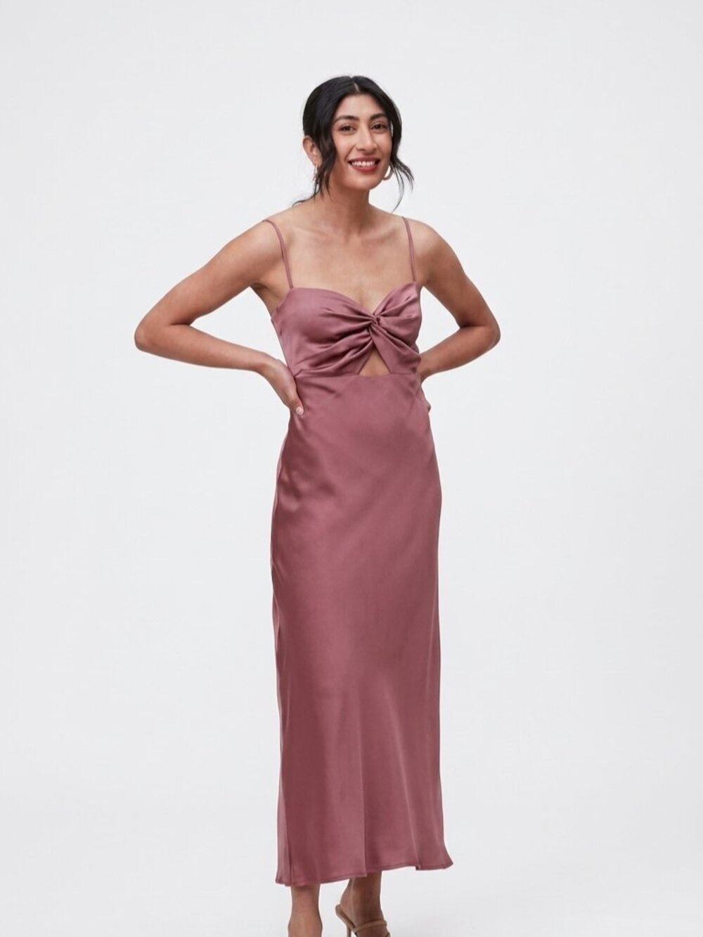 *Park & Fifth Dusky Mauve Satin Slip Maxi Dress XS